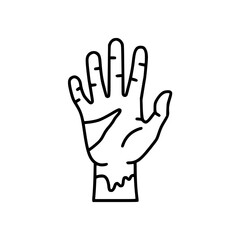 Fototapeta premium Zombie hand illustration with detailed line art design concept of Halloween icon 