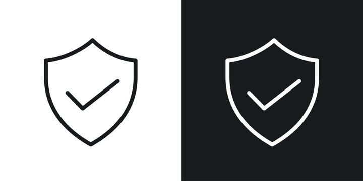 Shield check icon web design element. line icon