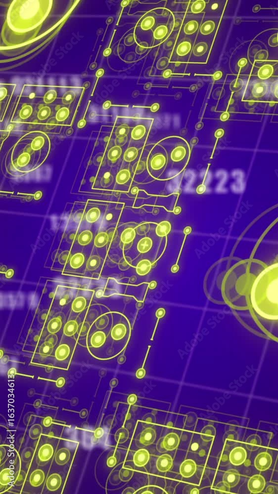 Poster animation of numbers over moving shapes