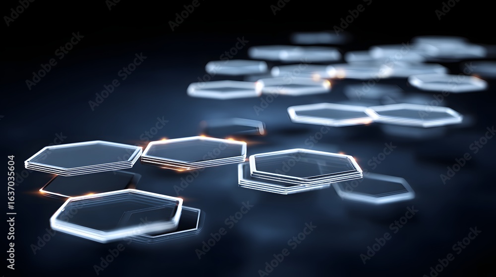 Poster abstract geometric pattern of translucent hexagons.