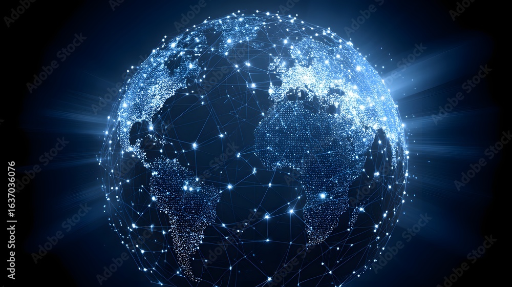 Aufkleber global network connection displayed on a detailed planet model.