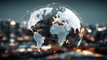 Global network connection displayed on a transparent globe.