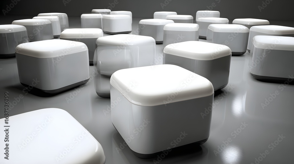 Aufkleber array of gray and white cubes on a dark surface.