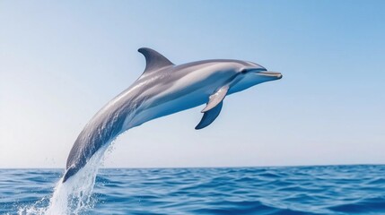 jumping dolphin on white