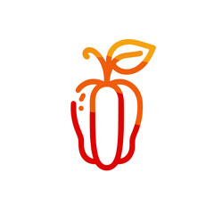Stylized red bell pepper illustration with gradient colors against a plain background with copy space