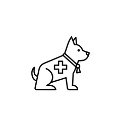 Fototapeta premium Line art illustration of a dog with a medical cross on its side