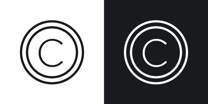Copyright icon web design element. line icon