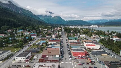 Aerial hyper lapse video Seward, Alaska, USA. July 18, 2025.