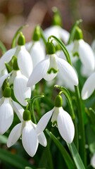 Fototapeta premium Close-up of snowdrops in bloom