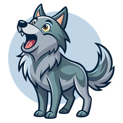 vector illustration of wolf, howling, cartoon