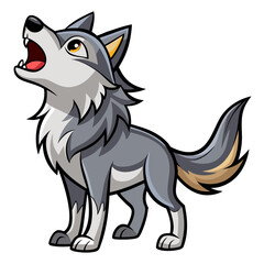 Fototapeta premium vector illustration of wolf, standing alert, cartoon