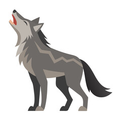 vector illustration of wolf, running, flat design