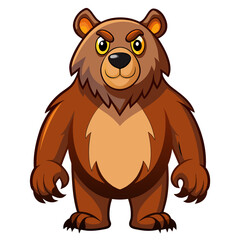 vector illustration of bear, standing upright, cartoon