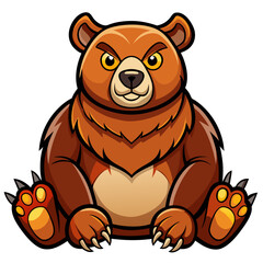 vector illustration of bear, sitting, cartoon