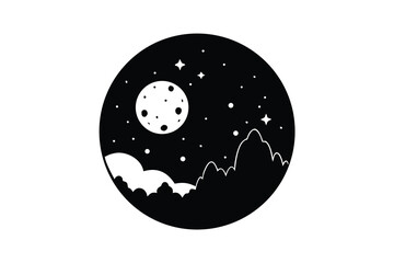 full moon night vector icon