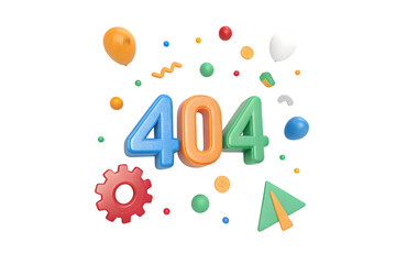 Colorful Floating Shapes with 3D 404 Error Text