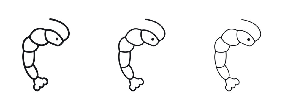 Shrimp icon logo black pictogram set. Graphic simple vector icon