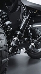 Close-up of a motorcycle's suspension system