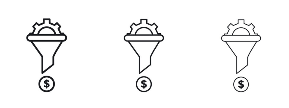 Sales funnel icon logo black pictogram set. Graphic simple vector icon