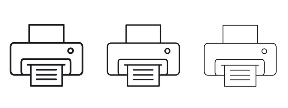 Print icon logo black pictogram set. Graphic simple vector icon