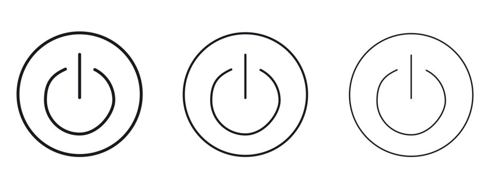 Power icon logo black pictogram set. Graphic simple vector icon