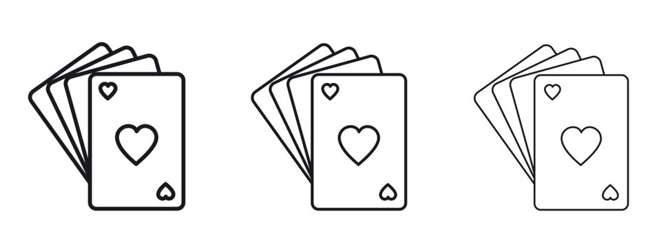Playing cards icon logo black pictogram set. Graphic simple vector icon