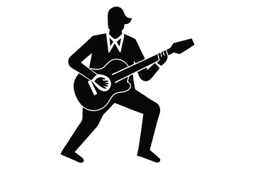 musician playing guitar vector icon