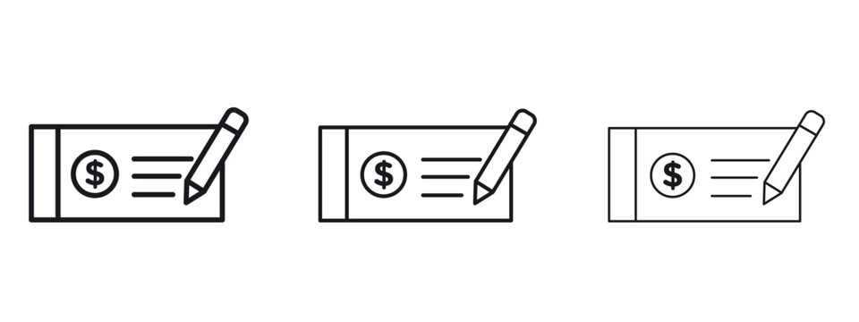 Money check icon logo black pictogram set. Graphic simple vector icon