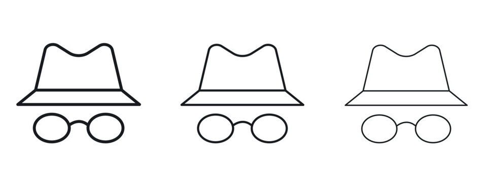 Incognito icon logo black pictogram set. Graphic simple vector icon