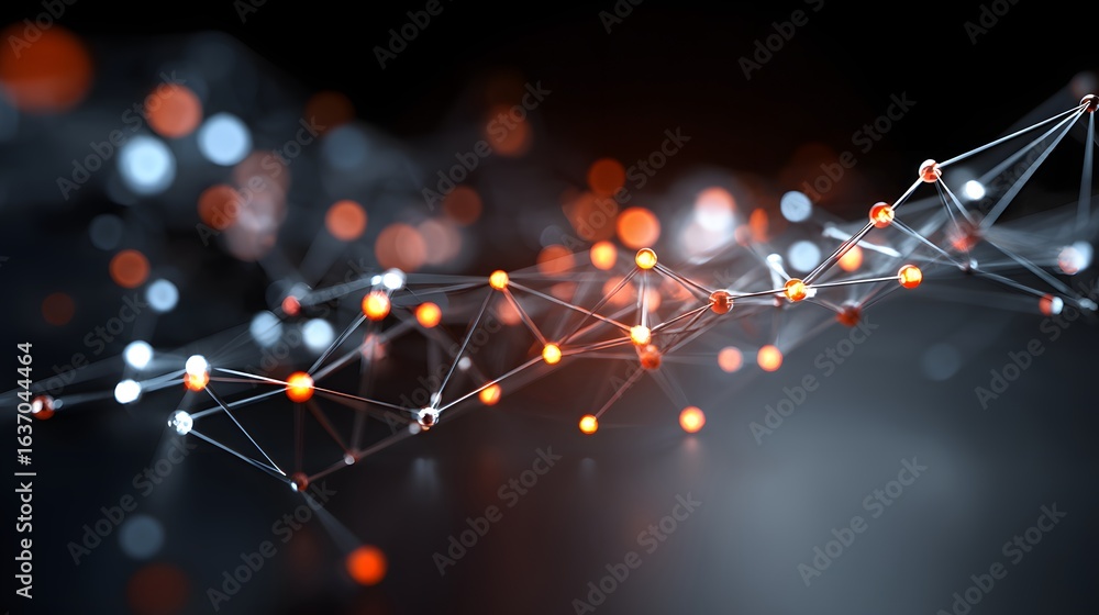 Aufkleber abstract network of interconnected luminous points.