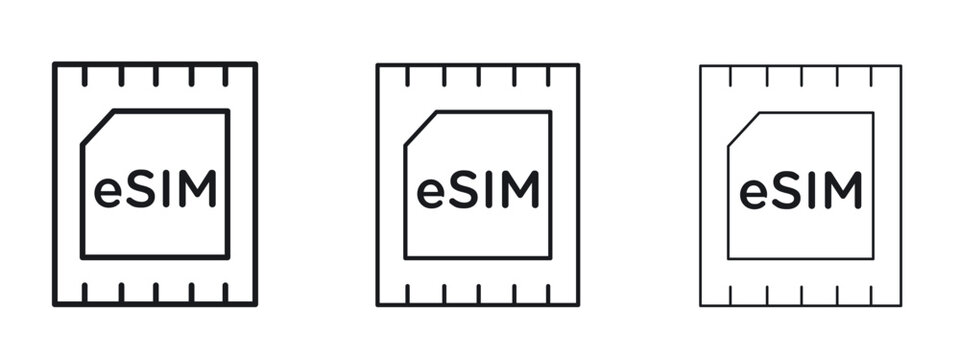 ESIM icon logo black pictogram set. Graphic simple vector icon