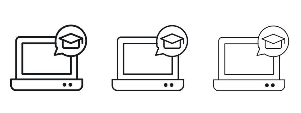 E learning icon logo black pictogram set. Graphic simple vector icon
