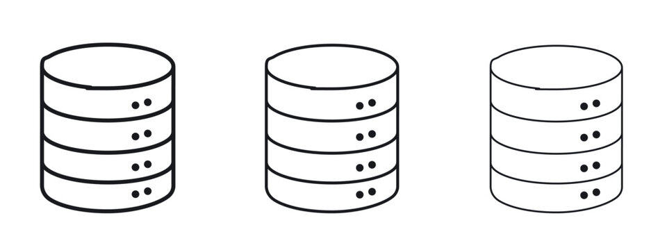 Database icon logo black pictogram set. Graphic simple vector icon