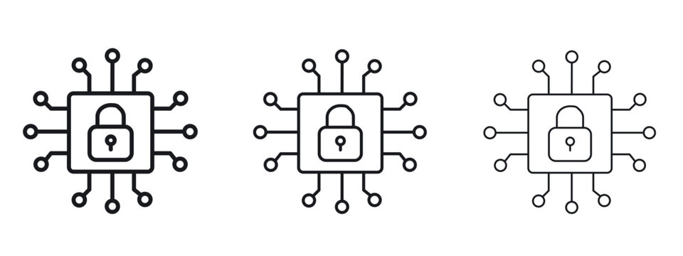 Cyber security icon logo black pictogram set. Graphic simple vector icon