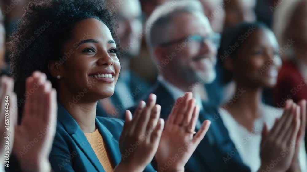 Poster a group of people applauding and clapping at an event or performance