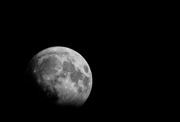 Half Moon in Black Sky - High Contrast Astronomical View