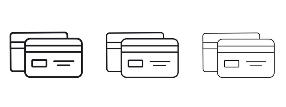 Credit card icon logo black pictogram set. Graphic simple vector icon