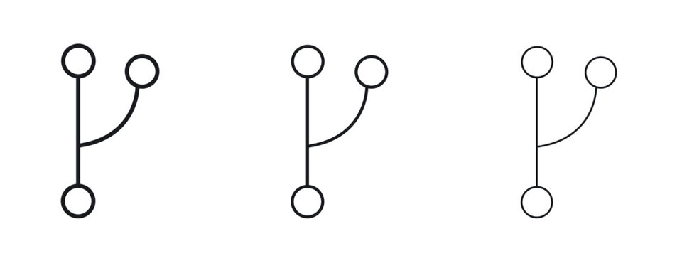 Code branch icon logo black pictogram set. Graphic simple vector icon
