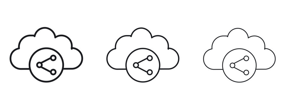 Cloud share icon logo black pictogram set. Graphic simple vector icon