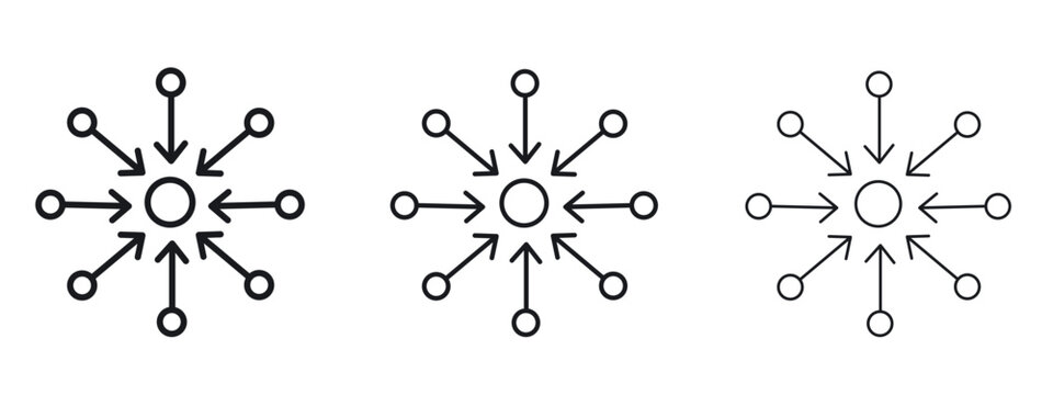 Centralized icon logo black pictogram set. Graphic simple vector icon