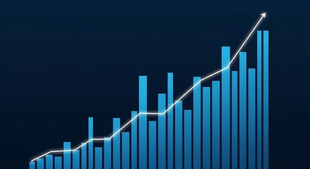 An upward trending bar graph with a line graph showing business growth and financial success