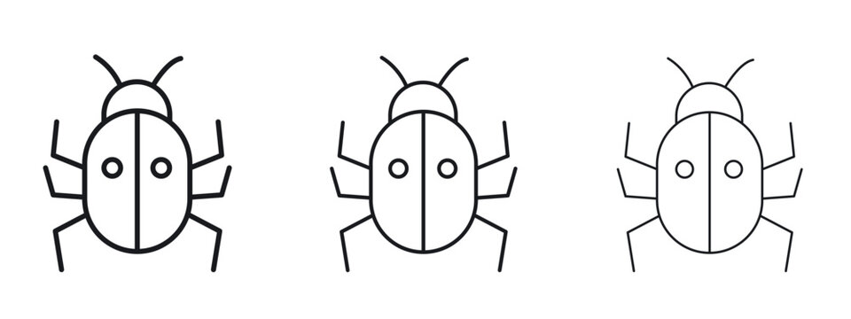 Bug icon logo black pictogram set. Graphic simple vector icon