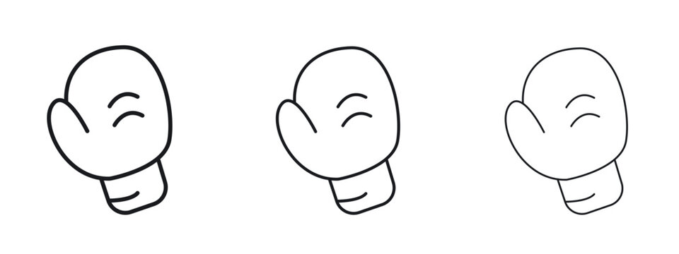 Boxing glove icon logo black pictogram set. Graphic simple vector icon