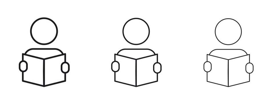 Book open reader icon logo black pictogram set. Graphic simple vector icon