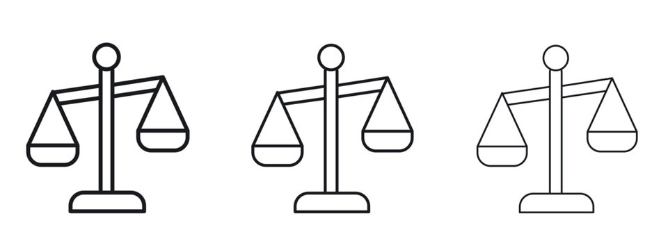 Balance scale icon logo black pictogram set. Graphic simple vector icon