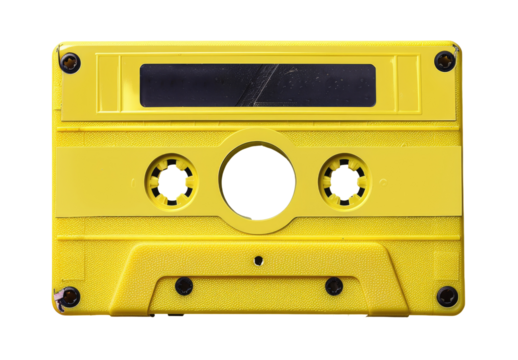 Bright yellow audio cassette tape - Powered by Adobe