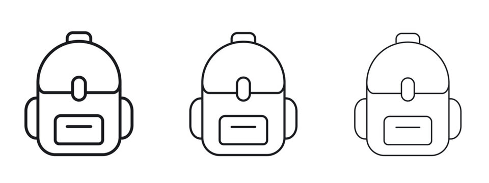 Backpack icon logo black pictogram set. Graphic simple vector icon
