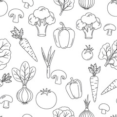 fresh vegetable line art pattern perfect for healthy eating designs