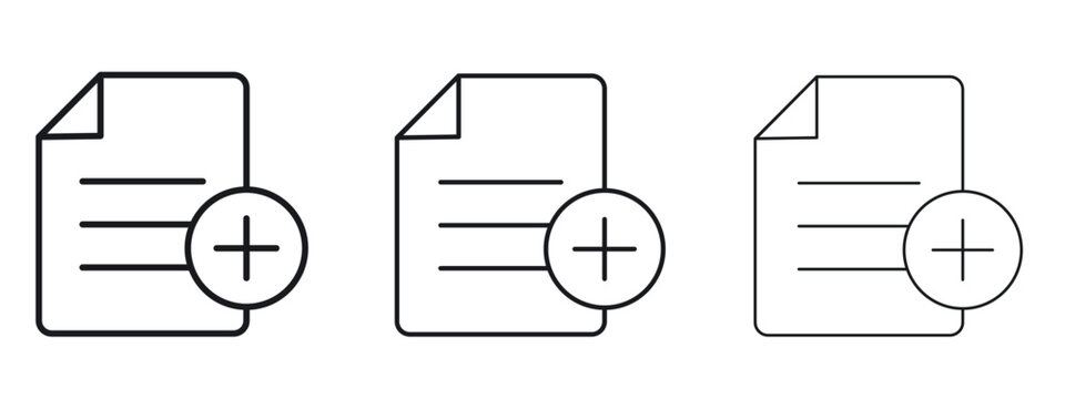 Add document icon logo black pictogram set. Graphic simple vector icon
