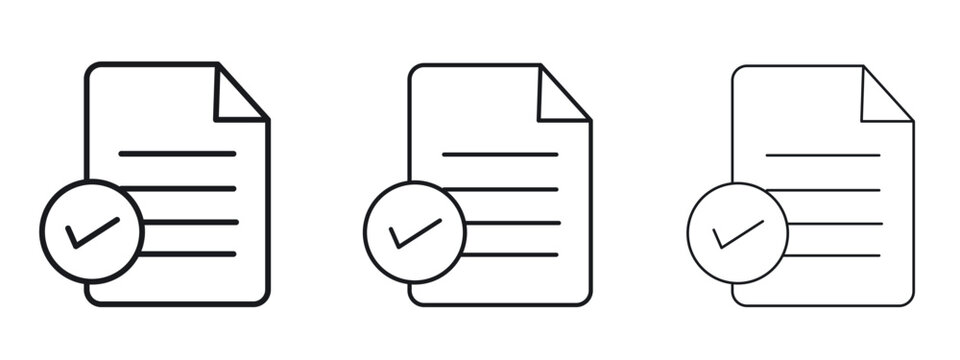 Accept document icon logo black pictogram set. Graphic simple vector icon